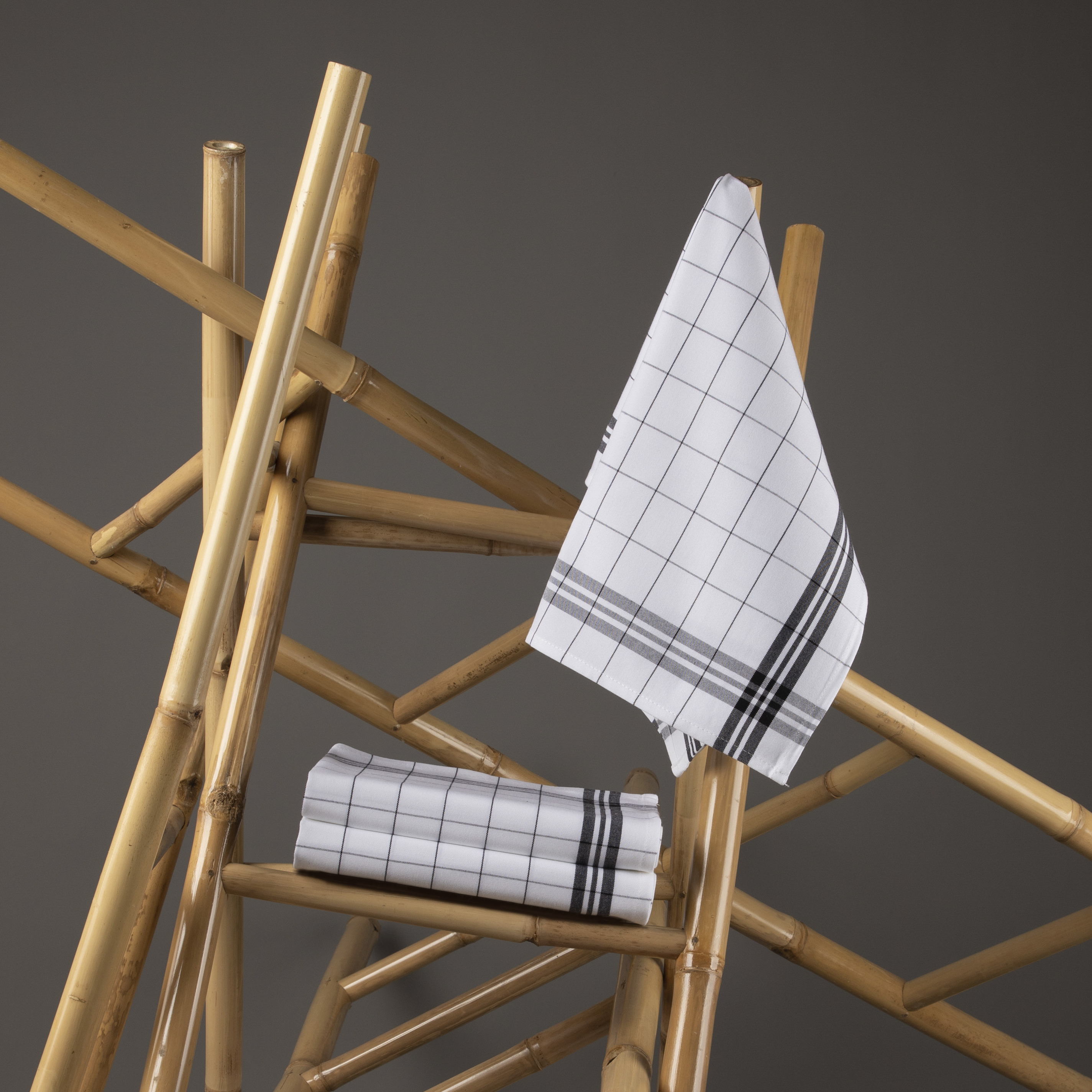 Geschirrtuch Bambus kariert - Farbe schwarz