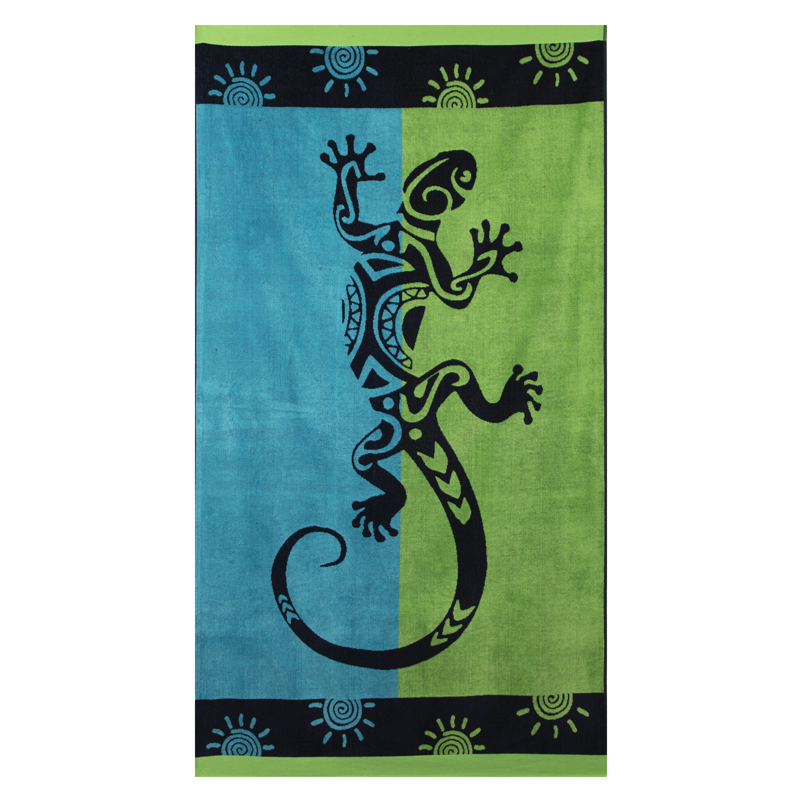 Strandtuch Design Lezard vert et bleu