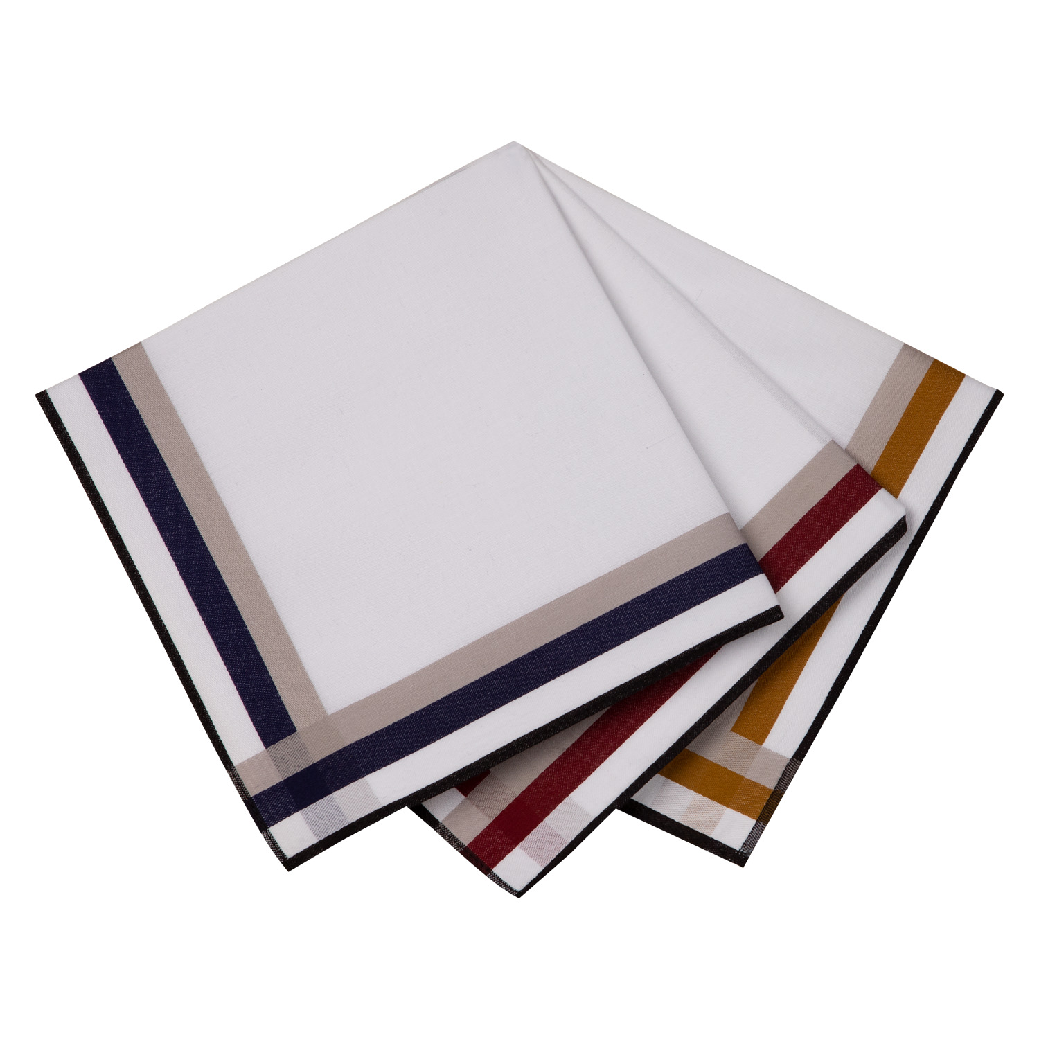 6 Stofftaschentücher für Herren - weißgrundig