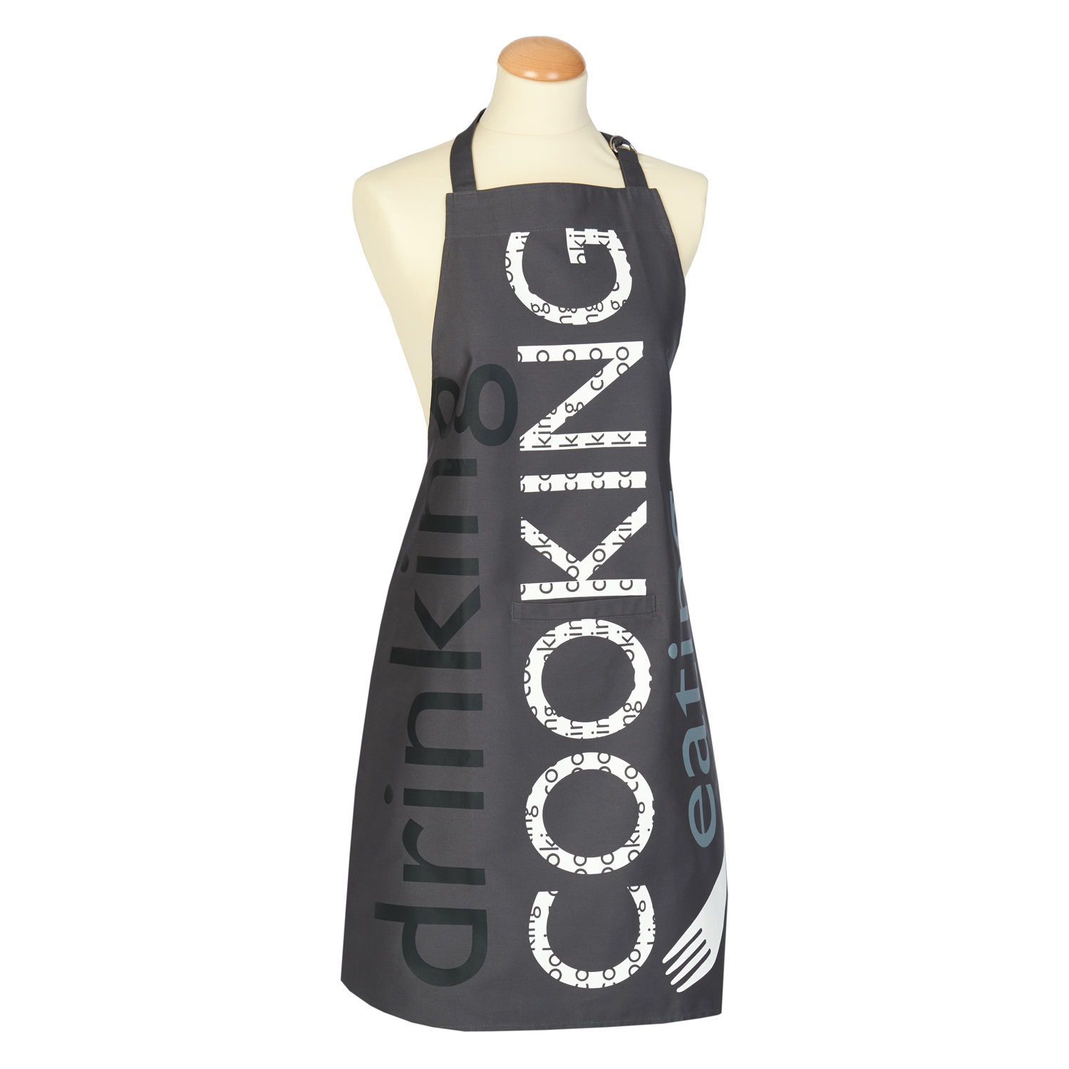 Kochschürze mit Tasche - Newspaper grau