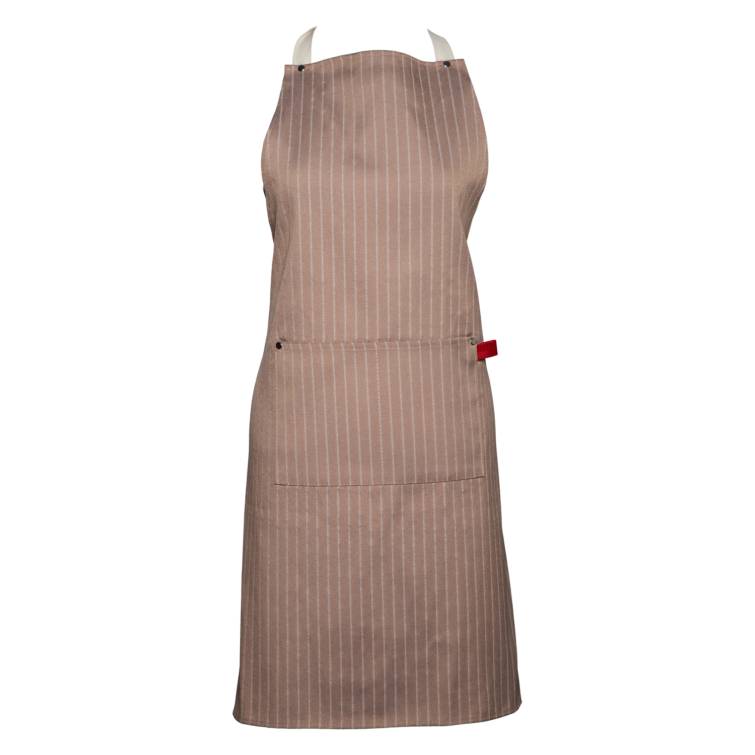 Kochschürze gestreift mit Tasche - Farbe taupe