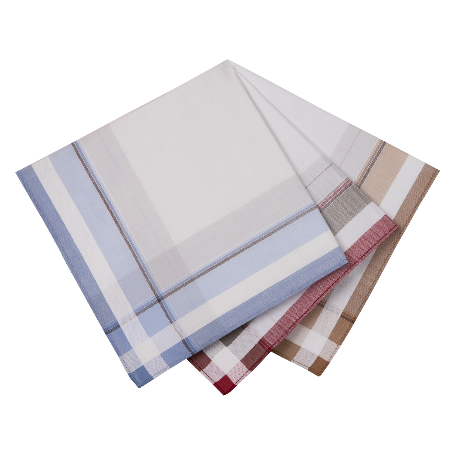 6 Stofftaschentücher für Herren - weißgrundig