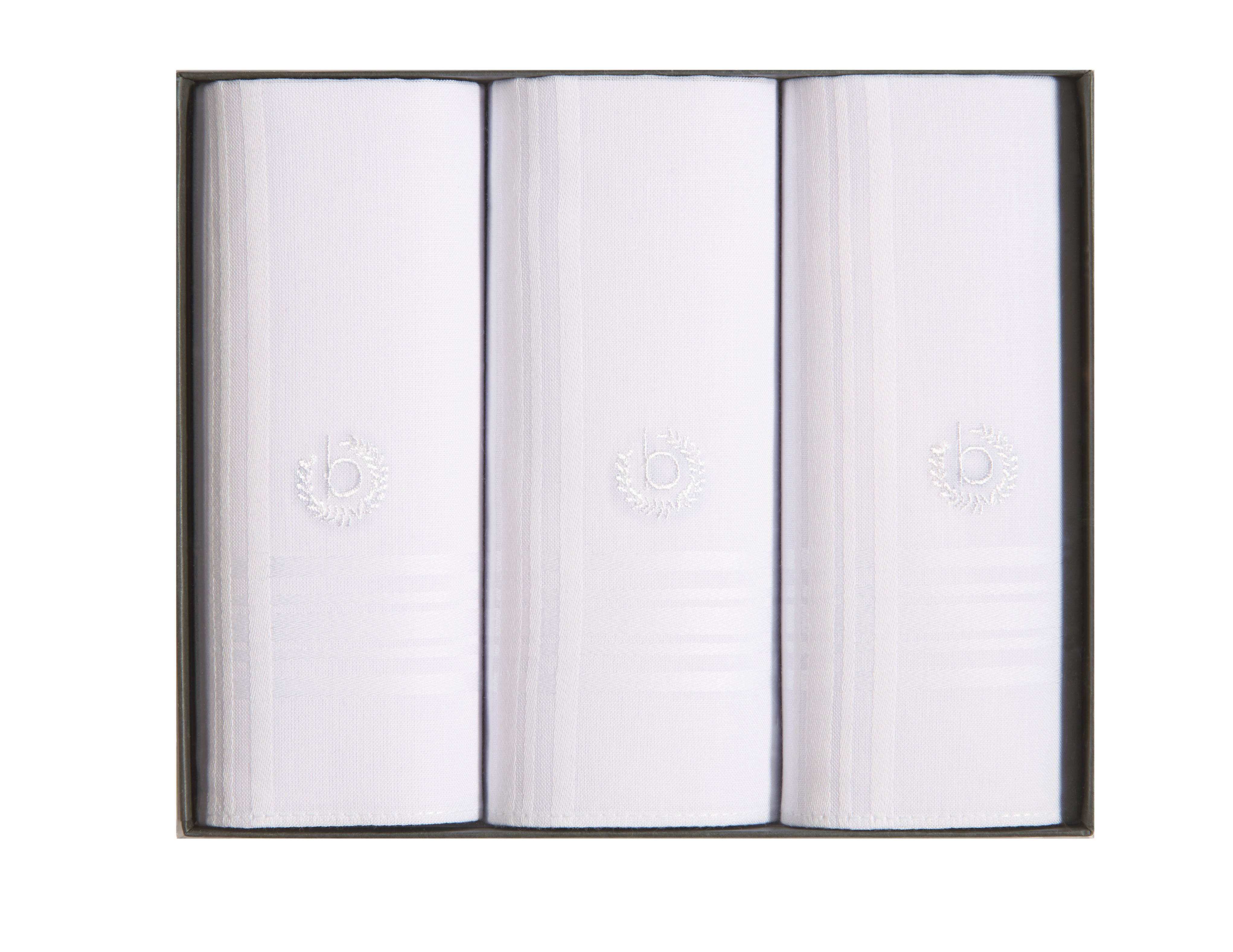 3er Packung bugatti Stofftaschentücher für Herren uni weiß