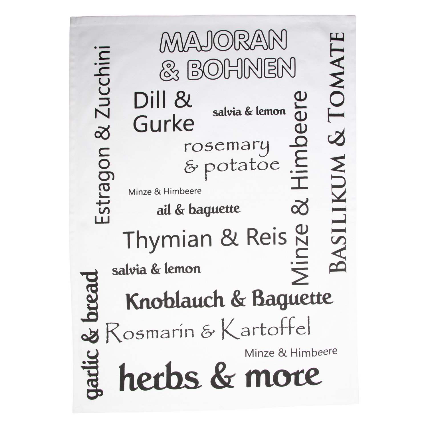 Geschirrtuch bedruckt - Herbs & More schwarz