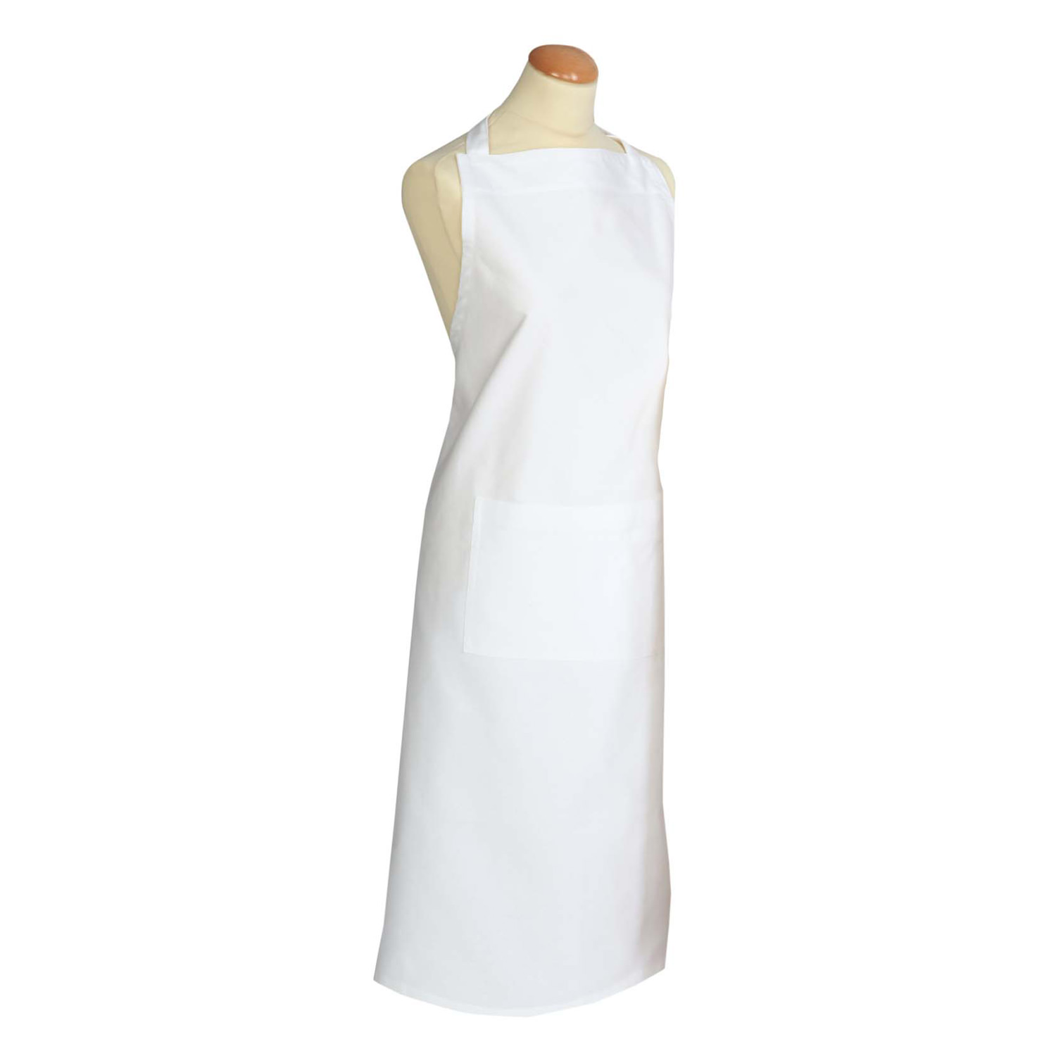 Kochschürze uni weiss mit Tasche