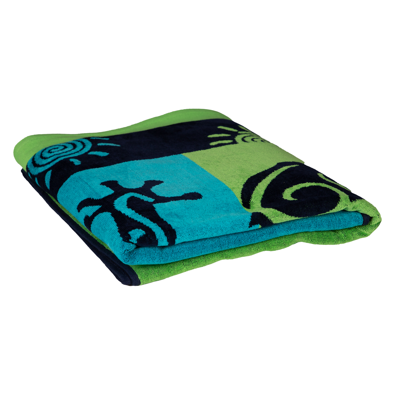 Strandtuch Design Lezard vert et bleu