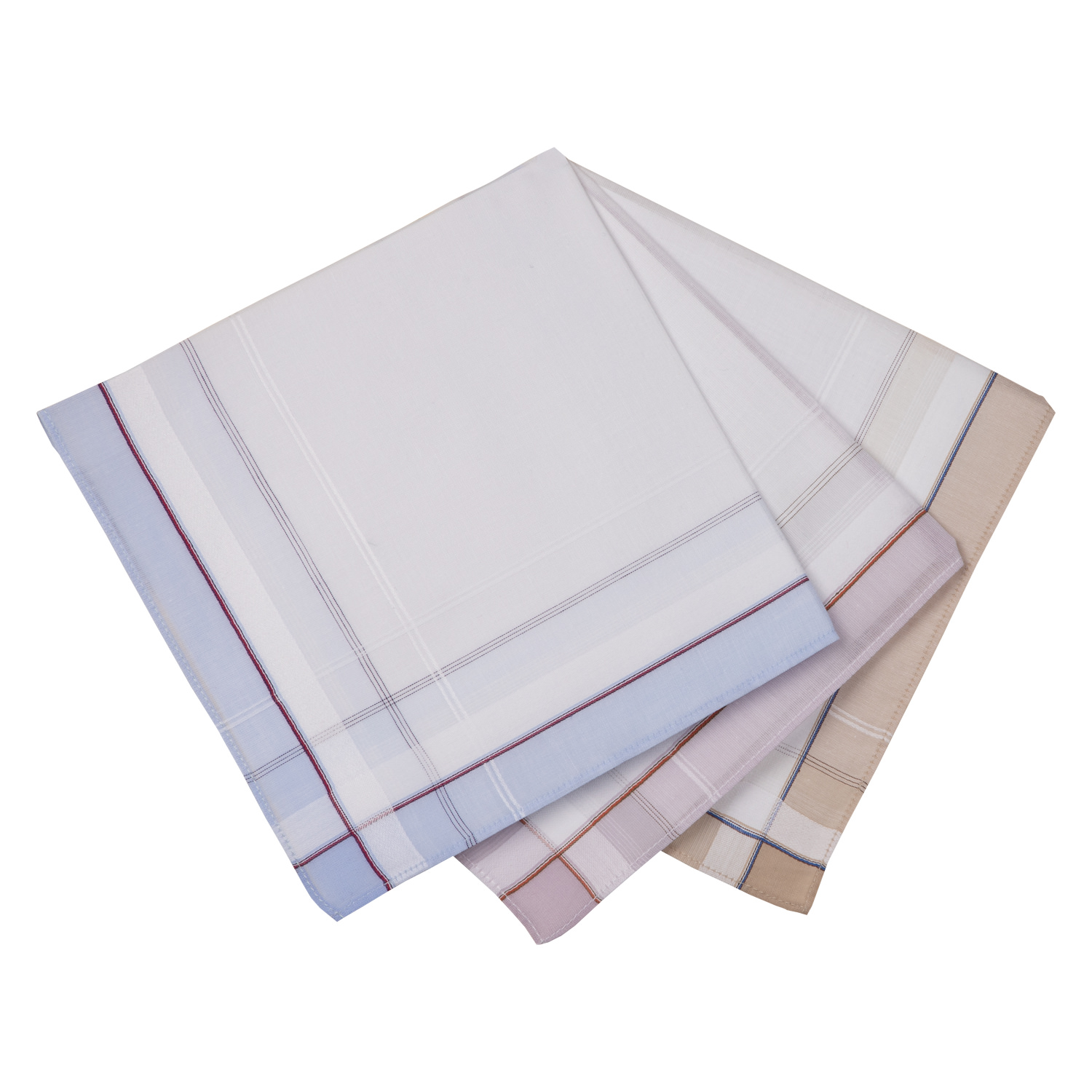 6 Stofftaschentücher für Herren - weißgrundig