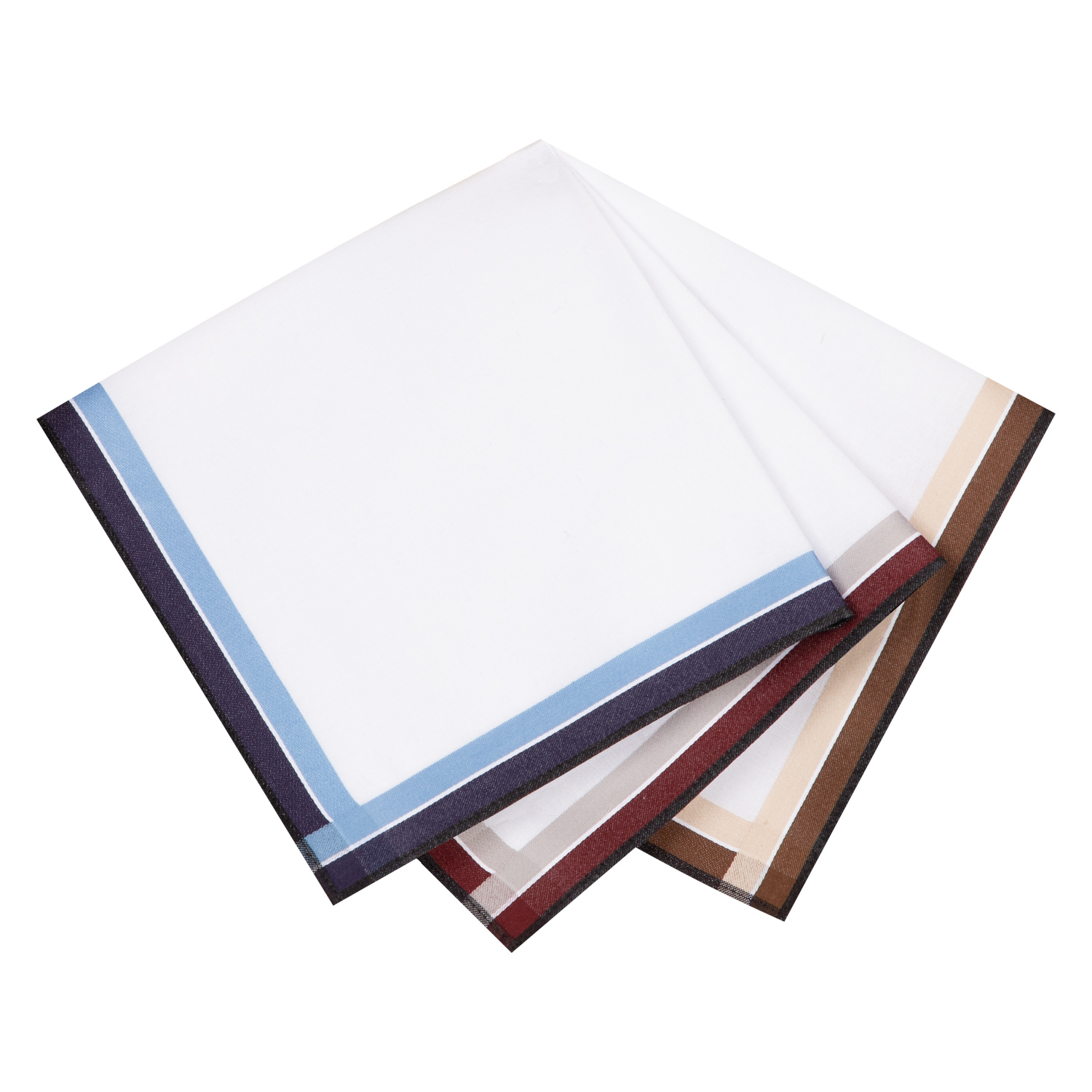 6 Stofftaschentücher für Herren - weißgrundig