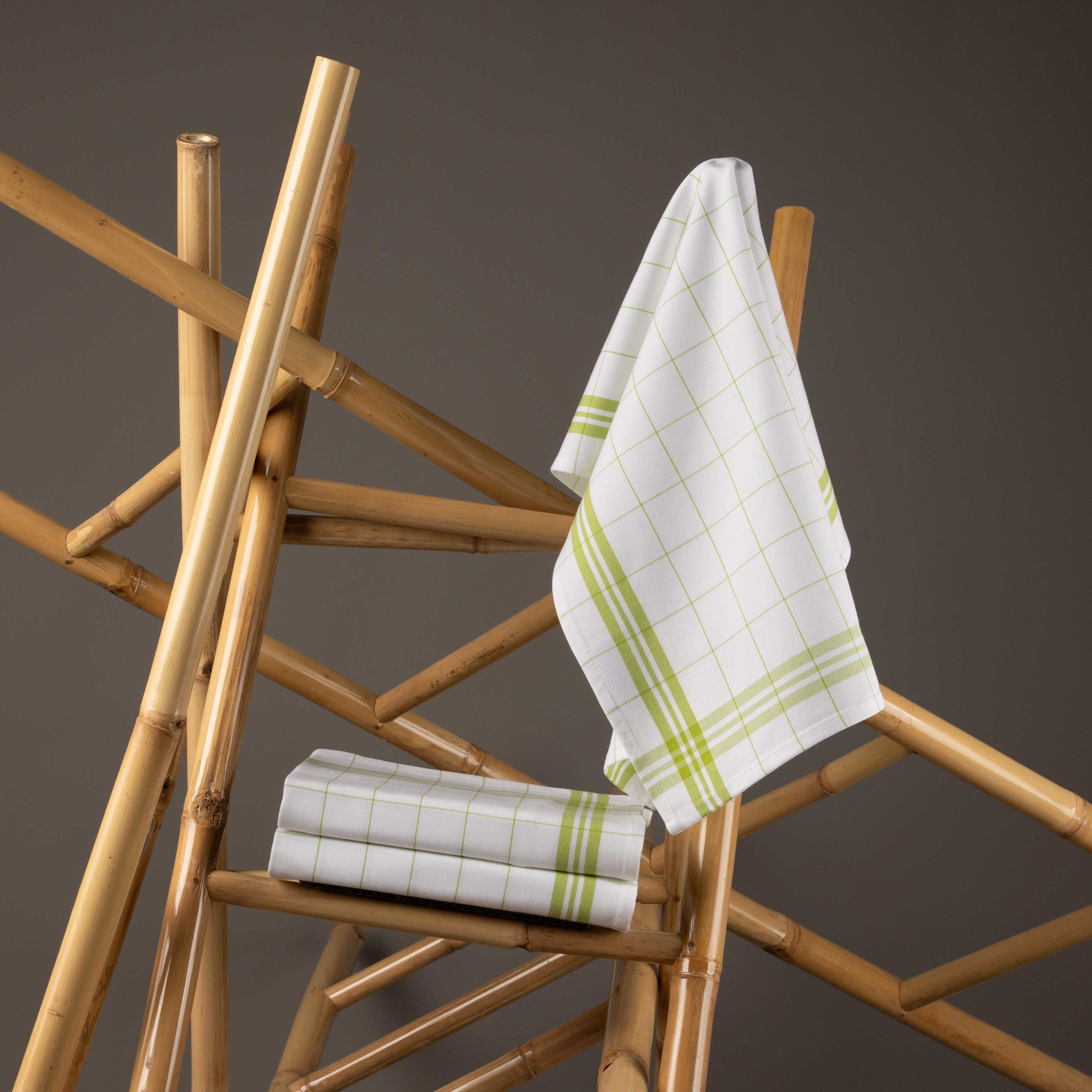 Geschirrtuch Bambus kariert - Farbe anis