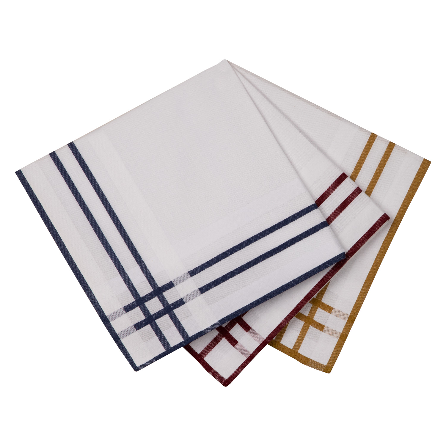 6 Stofftaschentücher für Herren - weißgrundig