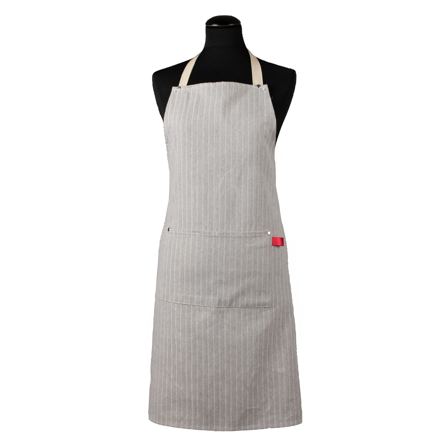 Kochschürze gestreift mit Tasche - Farbe grau