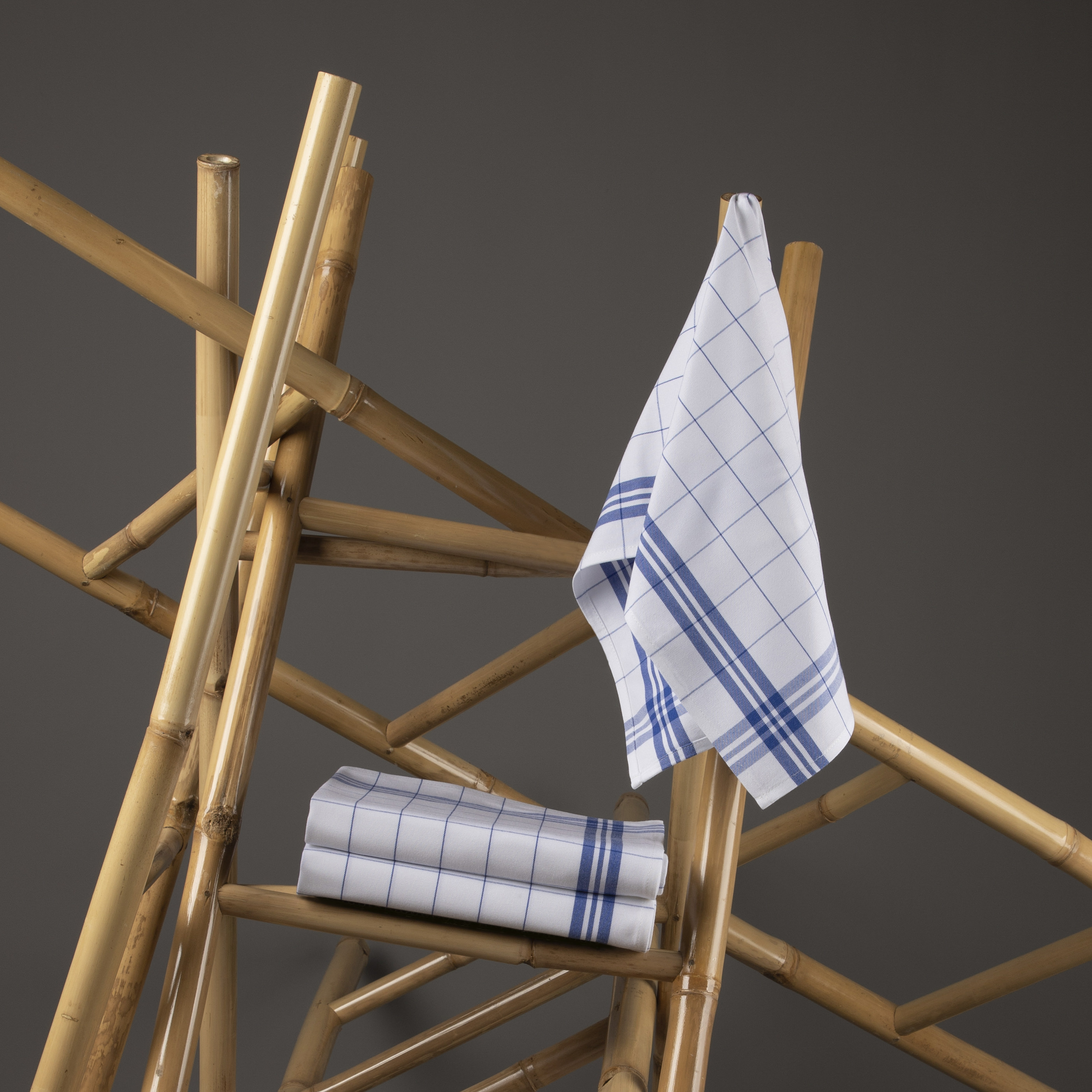 Geschirrtuch Bambus kariert - Farbe marine