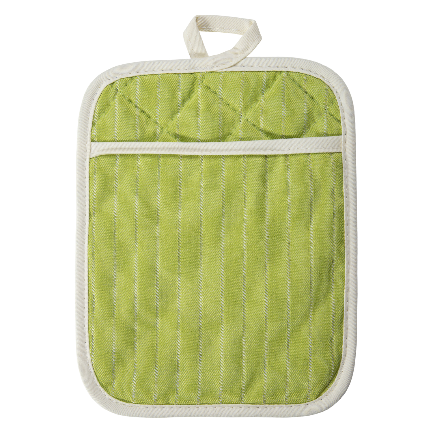 Topflappen gestreift mit Eingriff - Farbe anis (Küchengreifhilfe)