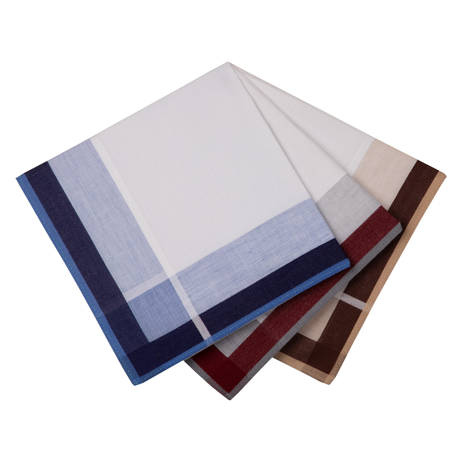 6 Stofftaschentücher für Herren - weißgrundig